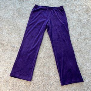 PB Basics Vintage 70s Womens Velour Velvet Pants Purple L Track Pants Sweatpants